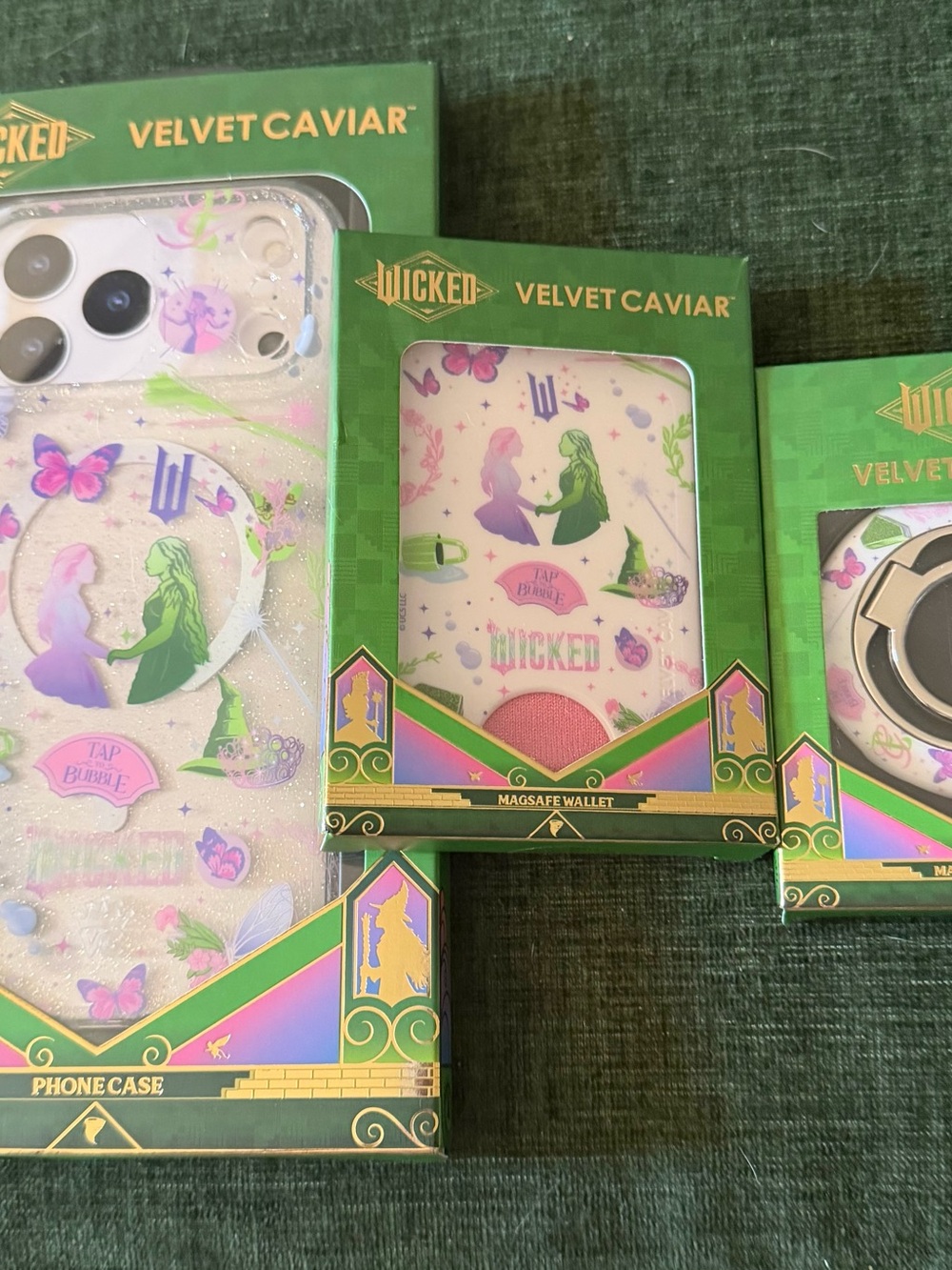 Velvet Caviar Wicked Glinda & Elphaba Phone Case, MagGrip and Mag wallet set